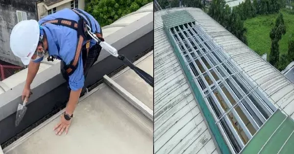 Cận cảnh ‘vá’ mái nhà ga tàu Cát Linh - Hà Đông