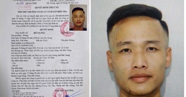 Truy nã "đặc biệt nguy hiểm" đối với Bùi Văn Hiếu