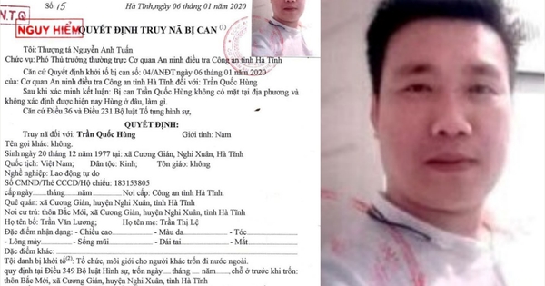 Truy nã Trần Quốc Hùng sinh năm 1977