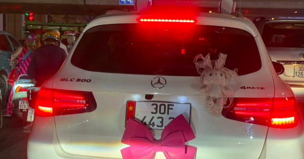 CSGT xác minh chủ ô tô Mercedes gắn nơ hồng che biển số