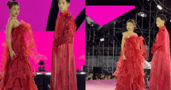 Louis Phạm bị bạn trai Việt kiều giẫm váy, "vồ ếch" trên sân khấu, "đàng trai" thẳng lưng bỏ đi gây tranh cãi