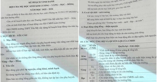 Lùm xùm thông tin một trường vinh danh phụ huynh kim cương, vàng, bạc, đồng