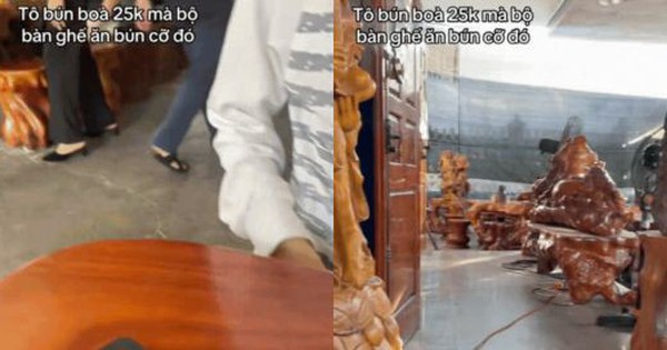 Về kể không ai tin quán bún bò ở Huế mang bàn ghế toàn gỗ quý ra phục vụ khách ăn