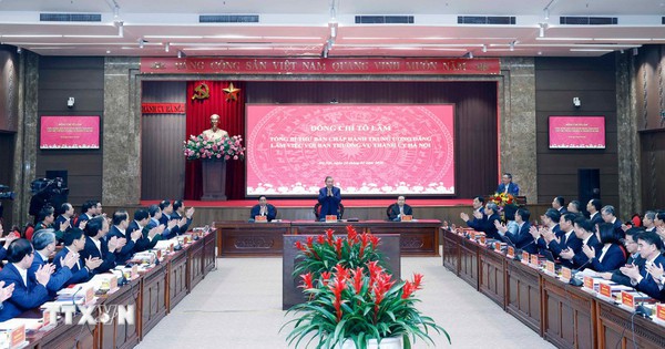 Những hình ảnh Tổng Bí thư Tô Lâm làm việc với Ban Thường vụ Thành uỷ Hà Nội