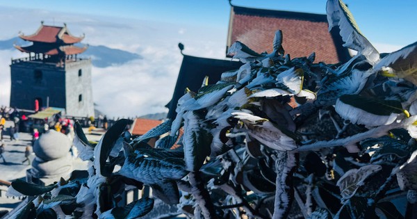 Sáng nay đỉnh Fansipan xuất hiện băng tuyết