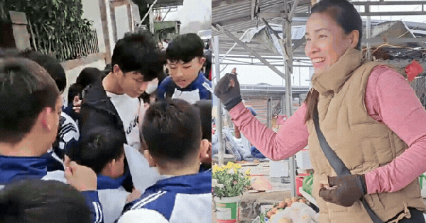 Thời tới: Thủ môn Cao Văn Bình được fan vây kín khi về quê, sạp hoa quả của mẹ đắt hàng nhờ con trai vàng