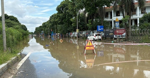 Phân luồng phục vụ thi công trạm bơm chống ngập cho Đại lộ Thăng Long