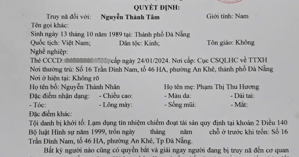 Công an Đà Nẵng truy nã đối tượng lạm dụng tín nhiệm chiếm đoạt tài sản