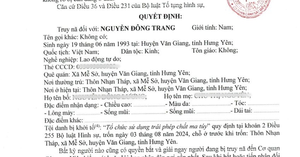 Công an Hưng Yên truy nã đặc biệt Nguyễn Đông Trang SN 1993