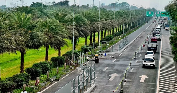 Rào chắn gần 700m Đại lộ Thăng Long để thi công Metro số 5