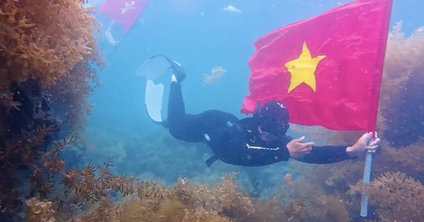 Mang cờ Tổ quốc xuống biển Quy Nhơn check-in, giới trẻ lan tỏa lòng yêu nước