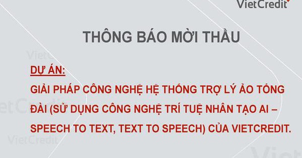 VietCredit Thông báo mời thầu - Vimarsana News