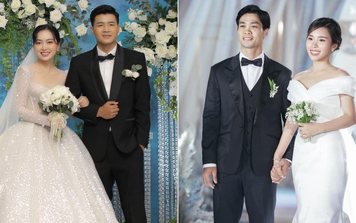 Cận cảnh chiếc váy cưới lấp lánh của vợ Bùi Tiến Dũng mặc trong hôn lễ ở Hà  Nội | Tin tức Online
