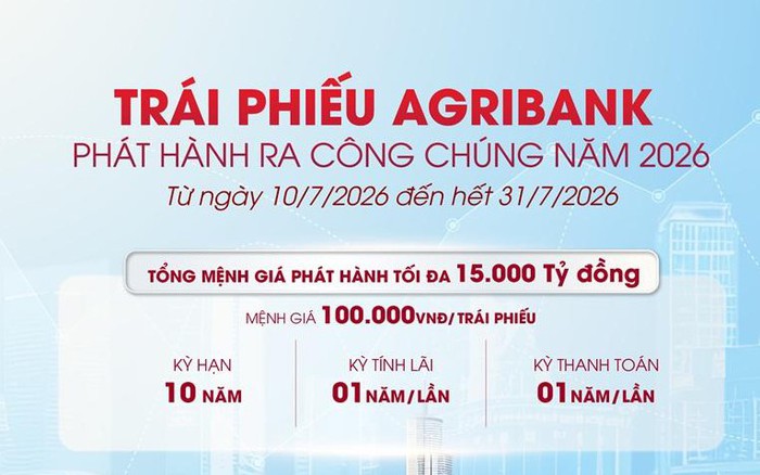 Agribank chào bán 15.000 tỷ đồng trái phiếu ra công chúng 2026